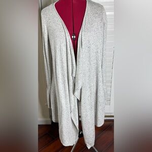 Anthropologie Moth Open Front Cardigan Sweater Gray Speckled Long Sleeve